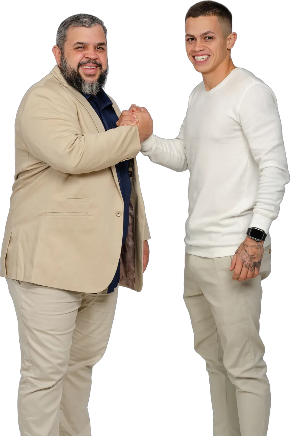 Alexandre e Philipe Gerber em um aperto de mãos